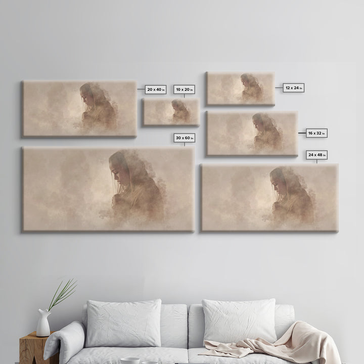 Sacred Stillness – Framed Canvas Print – Christmas Art – Christian Art Canvas – Large Christian Art – Jesus Painting – Christian Wall Art