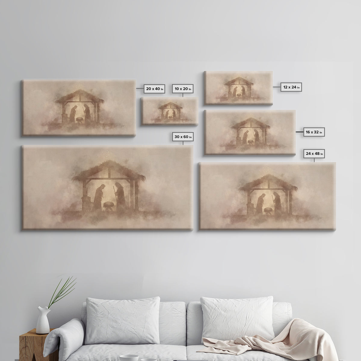 Holy Manger Light – Framed Canvas Print – Christian Art Canvas – Christian Christmas Art – Minimalist Christian Art – Jesus Painting