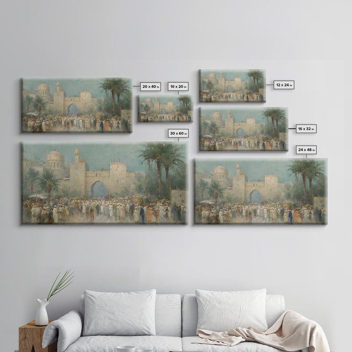 Jerusalem Gathering – Framed Canvas Print – Christian Art Canvas – Christian Wall Art – Vintage Christian Art – Christian Gift Ideas