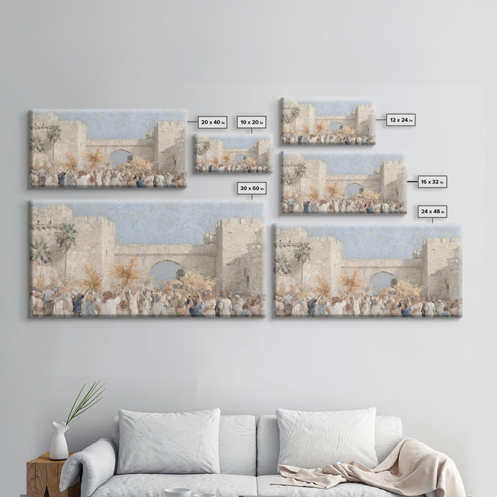 Palm Procession – Framed Canvas Print – Christian Christmas Art – Christian Art Canvas – Christian Wall Art – Jesus Painting