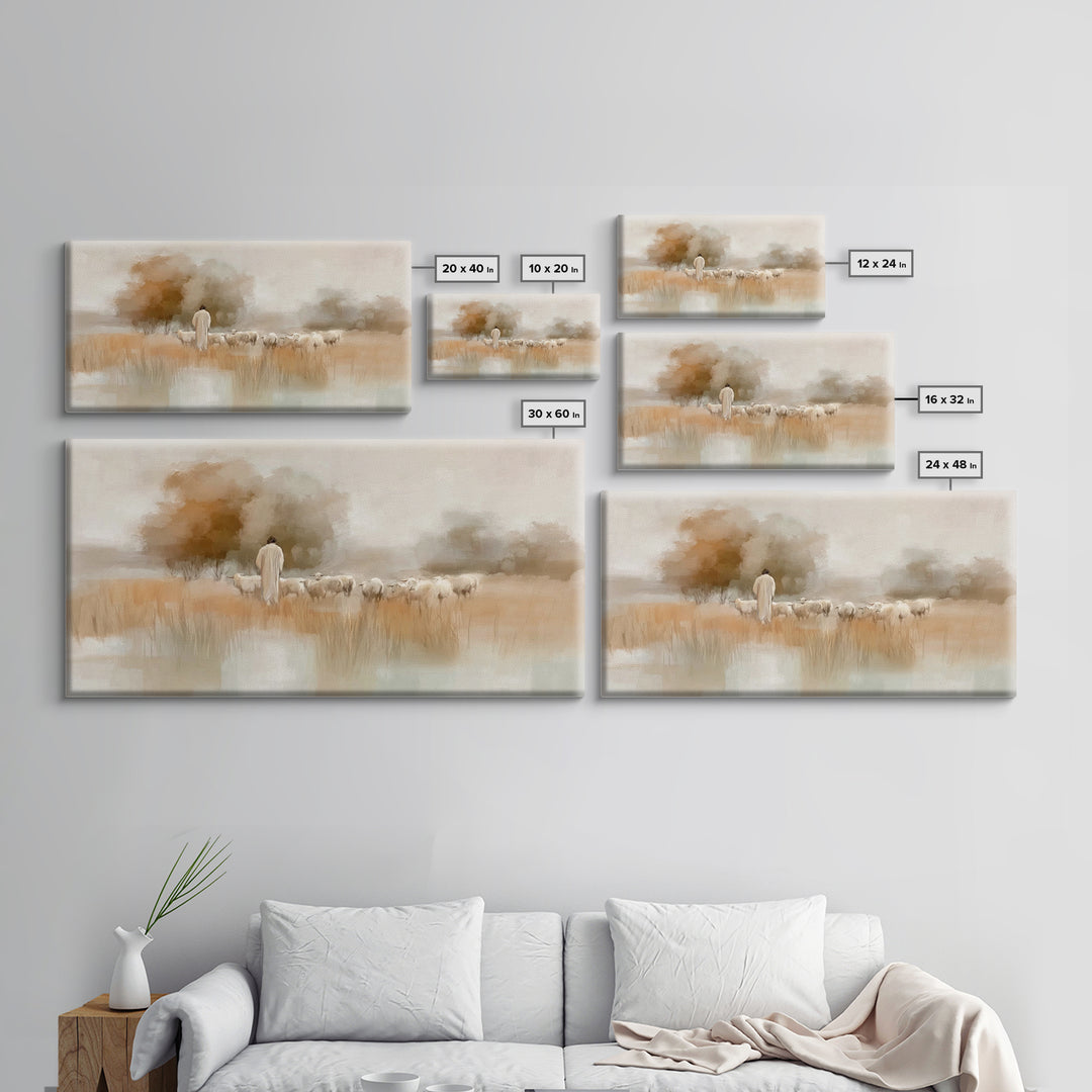 Shepherd Of Stillness | Framed Canvas Print | Christian Art Canvas | Jesus Painting | Christian Wall Art | Christian Gift Ideas | Christmas