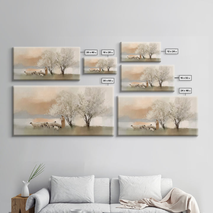 Graceful Pastures - Framed Canvas Print - Christian Decor For Home - Jesus Canvas Art - White Christmas Art - Christian Art Canvas