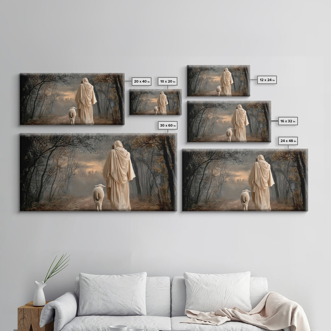 Guiding Shepherd - Framed Canvas Print - Jesus Painting - Christian Wall Art - Christian Christmas Decor - Christian Art Print