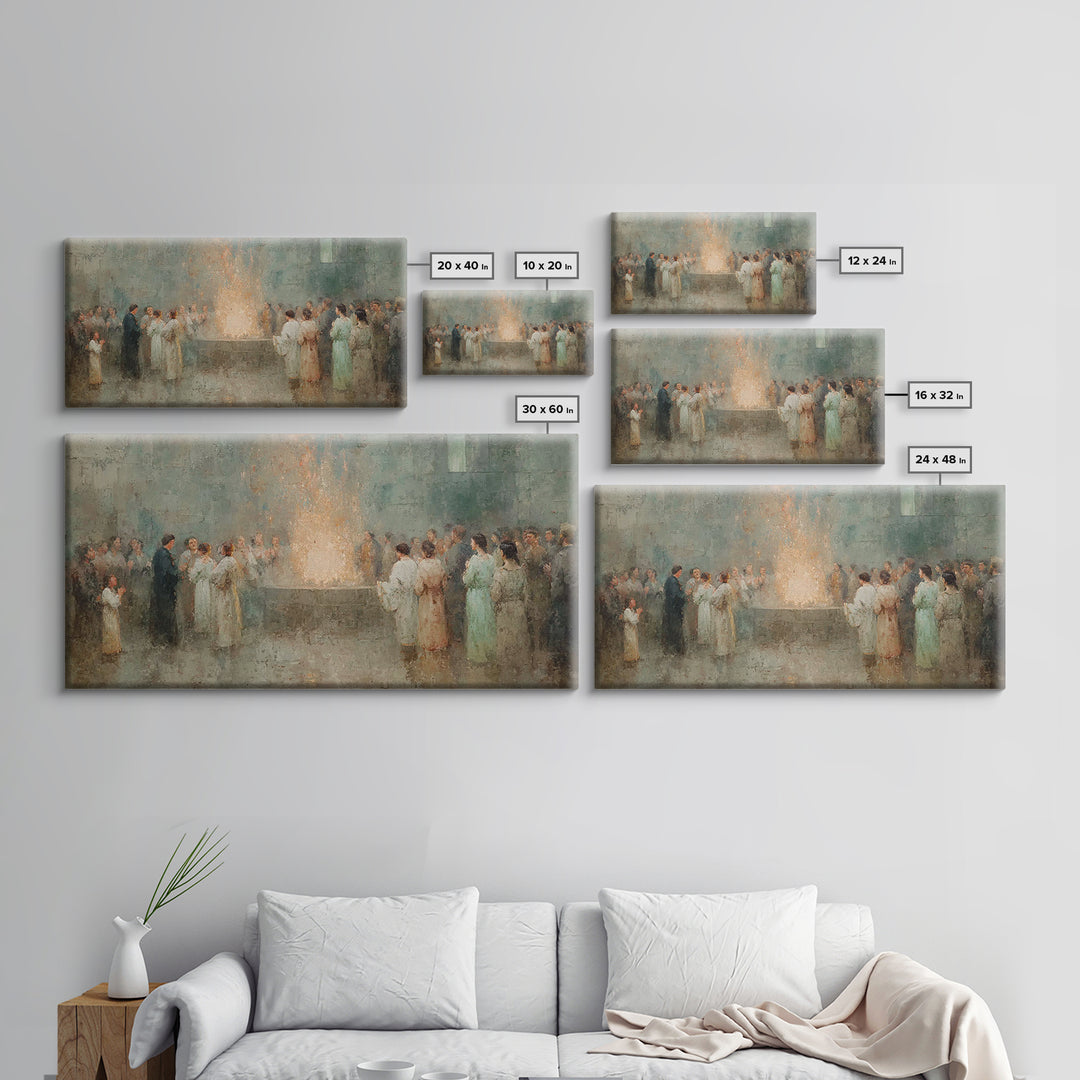 Holy Fire Circle, Framed Canvas Print, Christian Art Canvas, Christian Painting, Christmas Wall Art, Christian Christmas Art