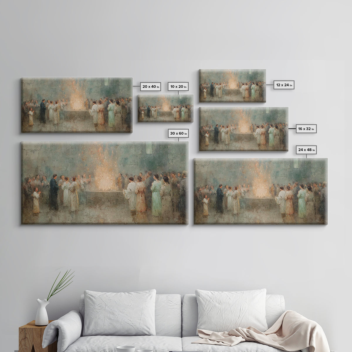 Holy Fire Circle, Framed Canvas Print, Christian Art Canvas, Christian Painting, Christmas Wall Art, Christian Christmas Art