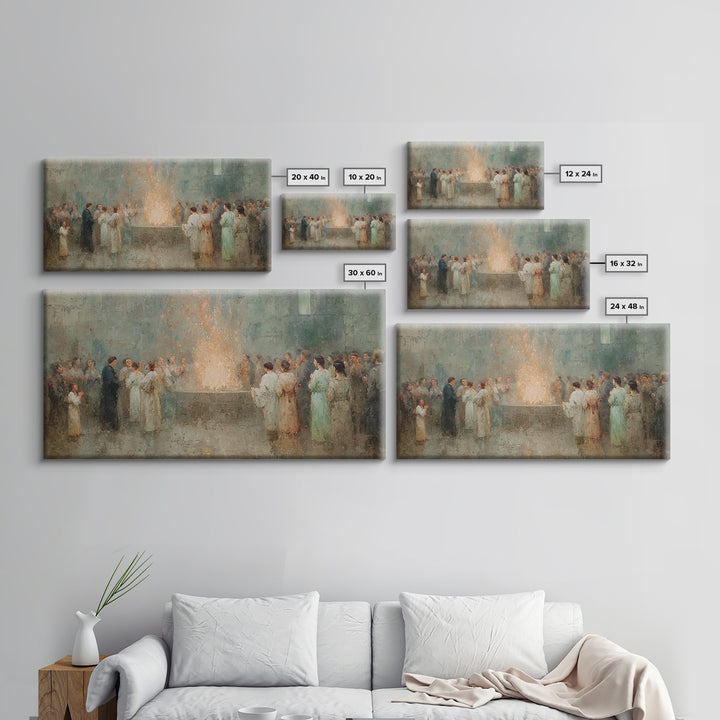 Holy Fire Circle, Framed Canvas Print, Christian Art Canvas, Christian Painting, Christmas Wall Art, Christian Christmas Art