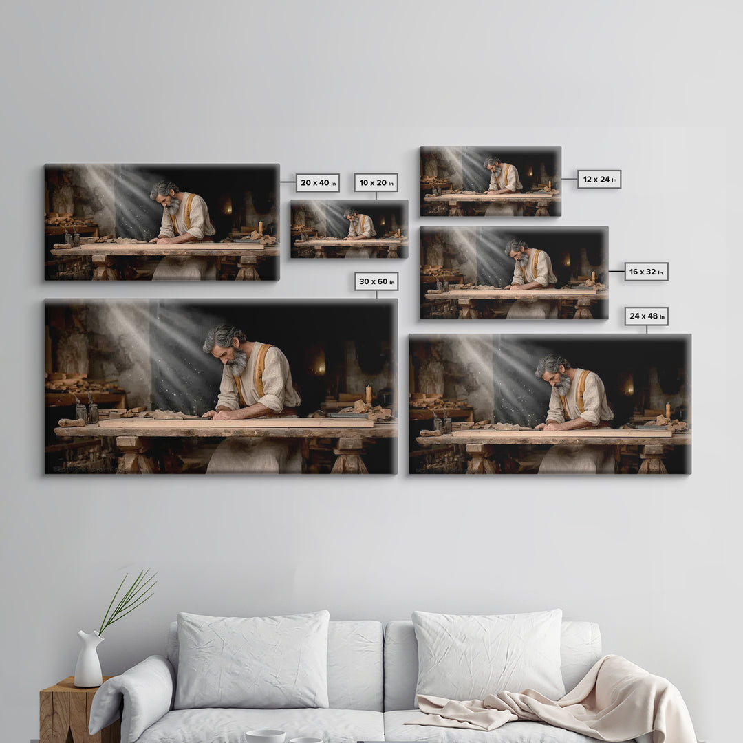 Workshop Of Faith – Framed Canvas Print – Christian Art Canvas – Christian Wall Art – Jesus Painting – Christian Decor – Christian Gift