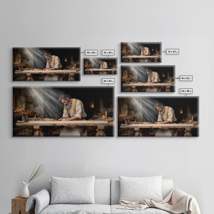 Workshop Of Faith – Framed Canvas Print – Christian Art Canvas – Christian Wall Art – Jesus Painting – Christian Decor – Christian Gift