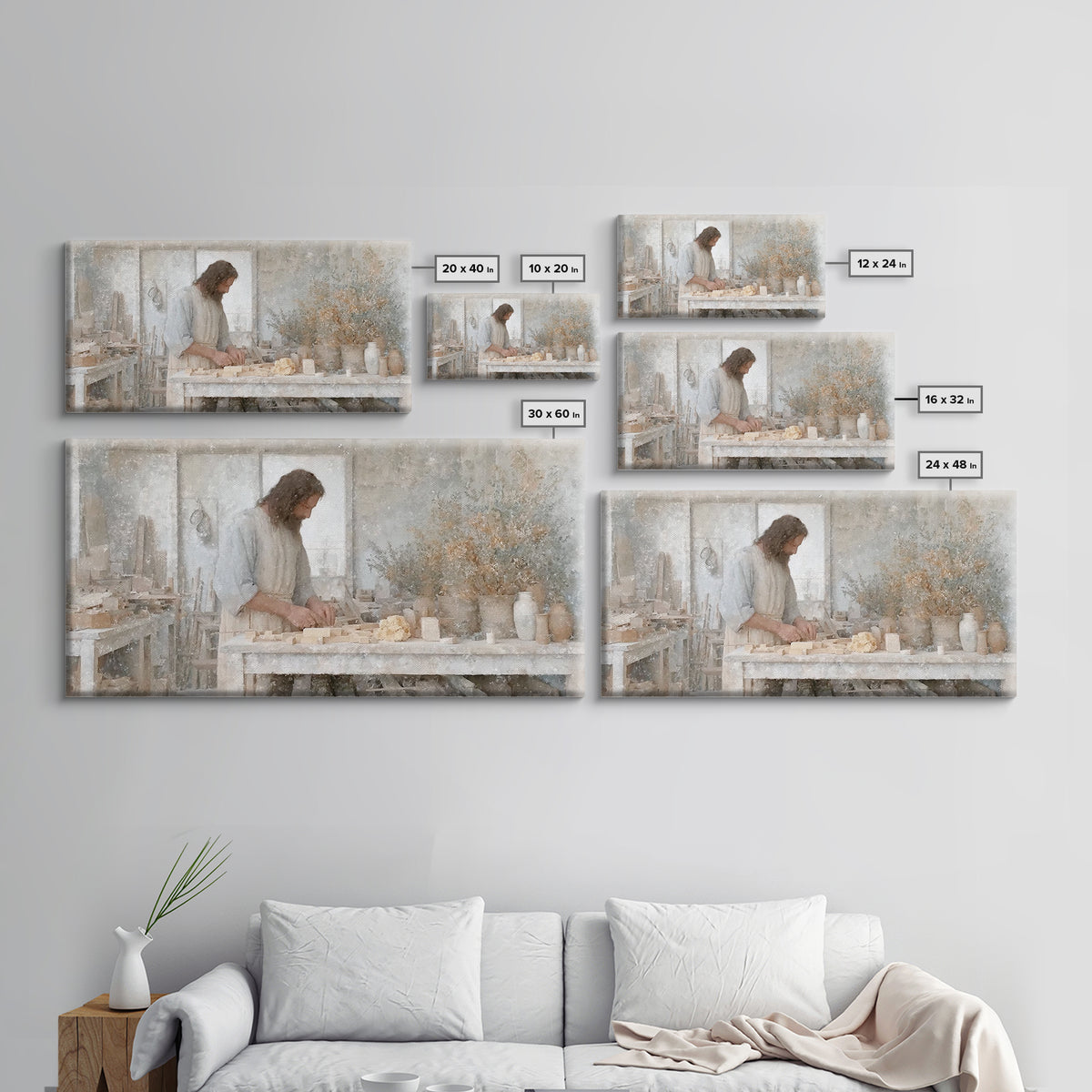 Carpenter’s Grace – Framed Canvas Print – Christian Wall Art – Christian Art Canvas – Jesus Painting – Vintage Christian Art – Christian De