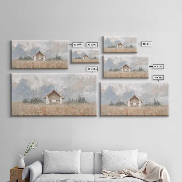 Fieldside Sanctuary – Framed Canvas Print – Christian Decor – Christian Wall Art – Minimalist Christian Art – Christian Art Canvas – Subtle