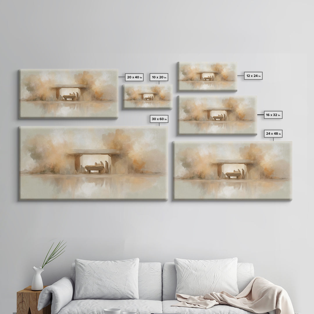 Nativity Dawn – Framed Canvas Print – Christian Christmas Art – Christmas Canvas Wall Art – Christian Wall Art – Modern Christian Art – Chr