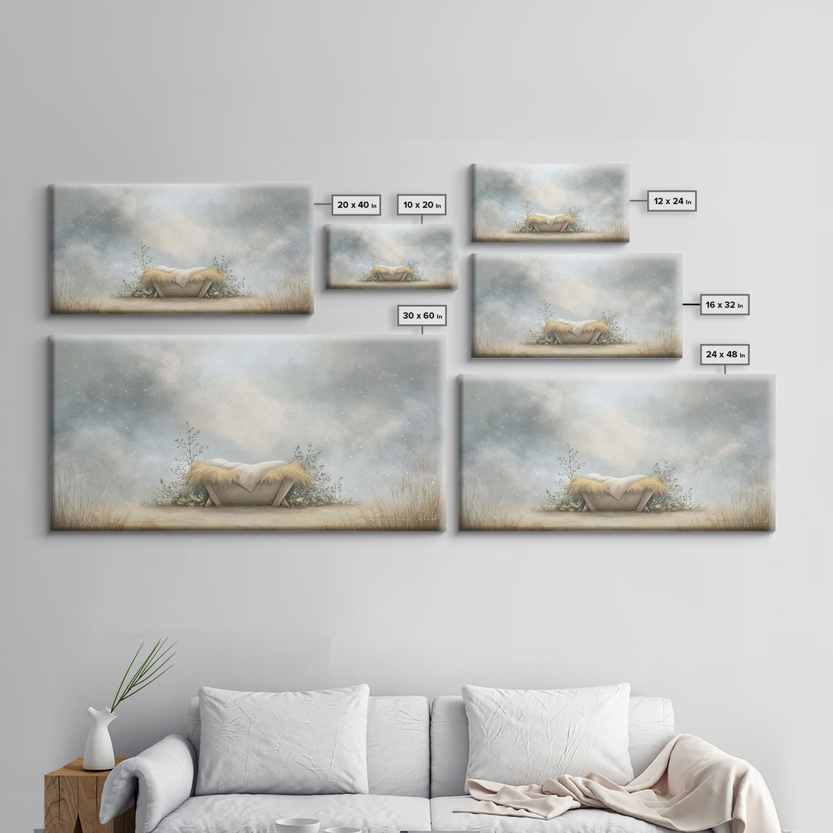 Silent Manger – Framed Canvas Print – Christian Art Canvas – Christian Wall Art – Jesus Painting – Christmas Art – Christian Christmas Art