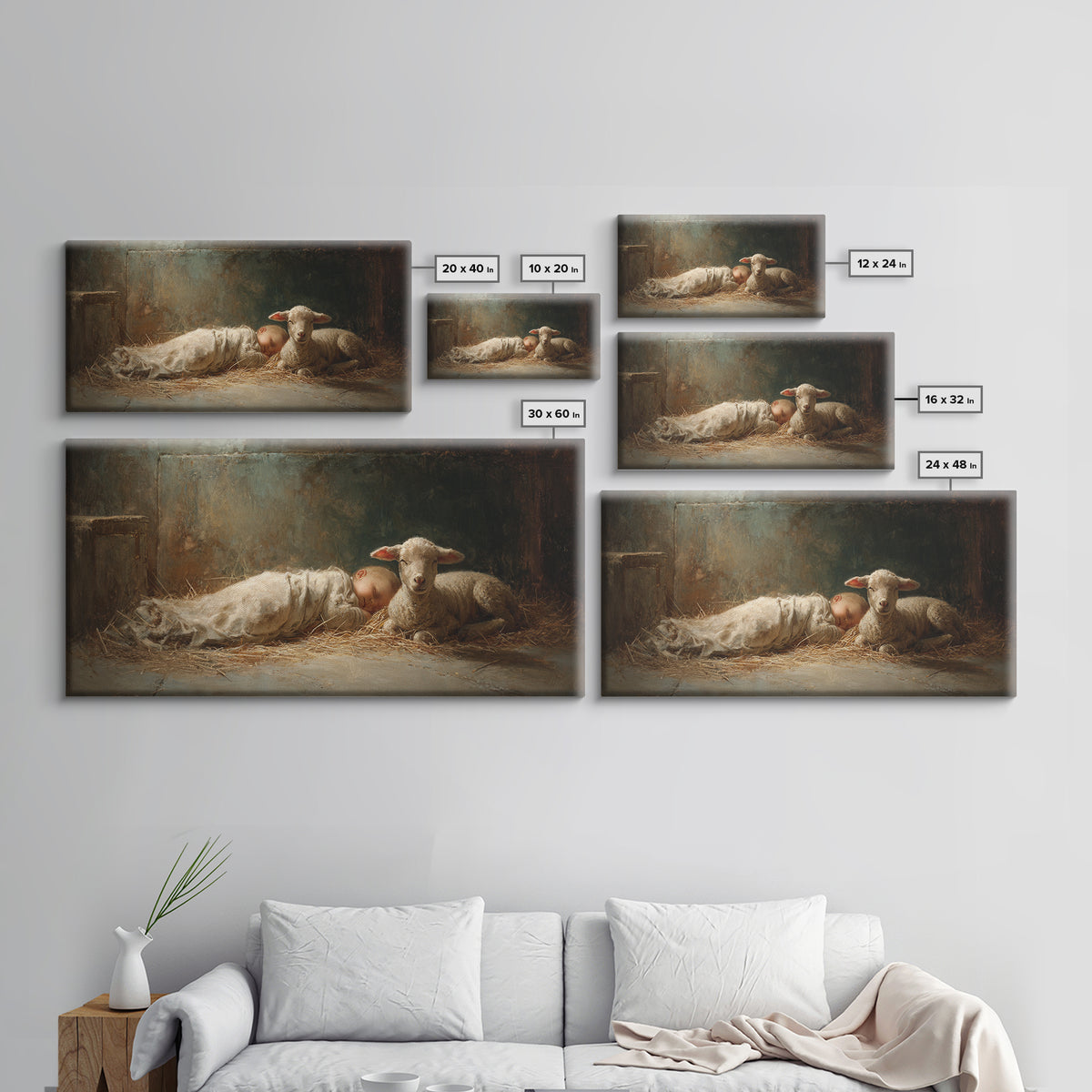 Shepherd Light | Framed Canvas Print | Christian Art Canvas | Jesus Painting | Christian Wall Art | Christian Christmas Art | Christmas Art