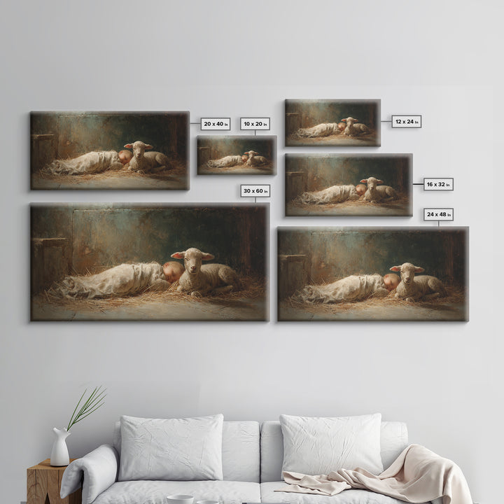 Shepherd Light | Framed Canvas Print | Christian Art Canvas | Jesus Painting | Christian Wall Art | Christian Christmas Art | Christmas Art
