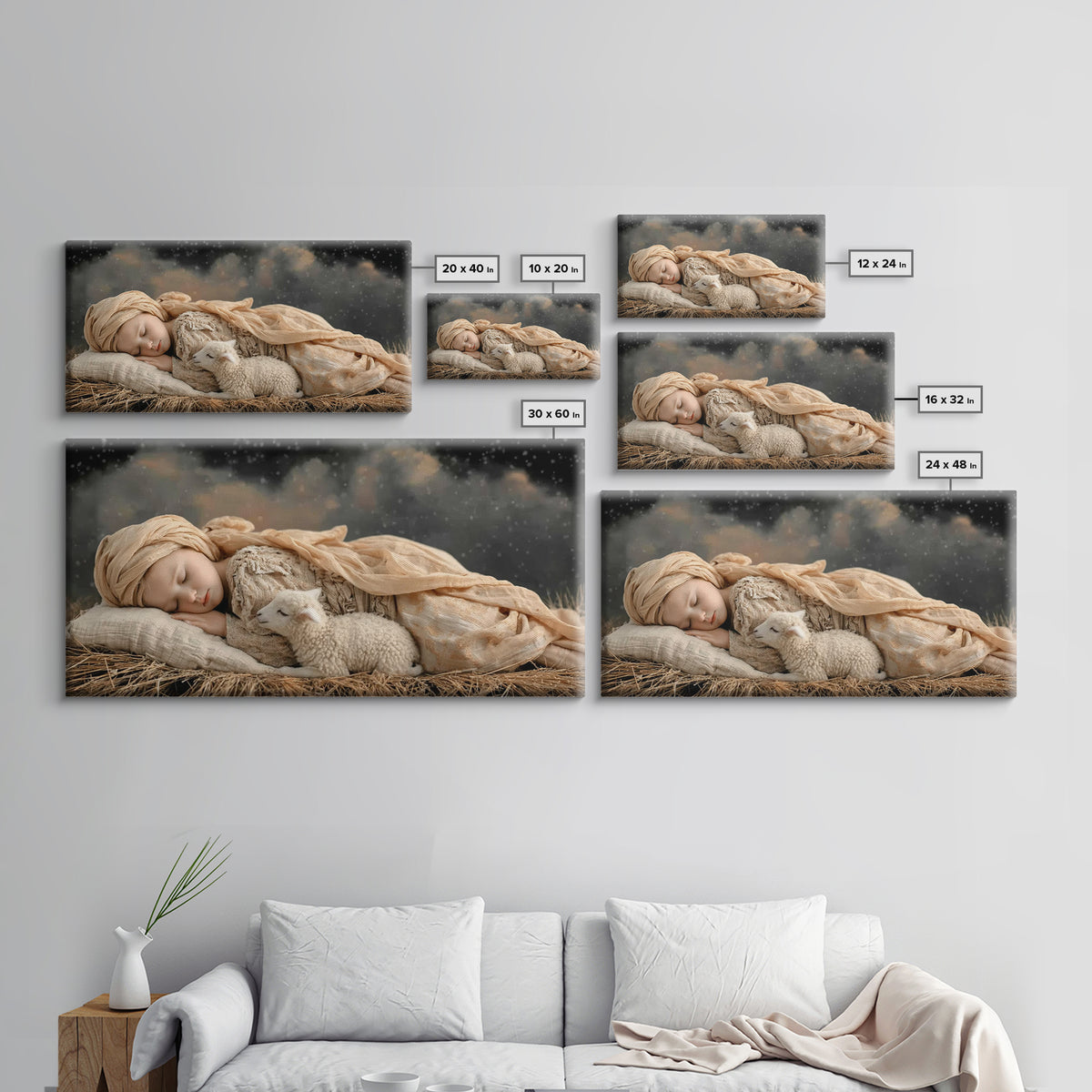 Gentle Nativity, Framed Canvas Print, Christian Art Canvas, Christian Christmas Art, Christmas Art, Christian Wall Art, Jesus Painting