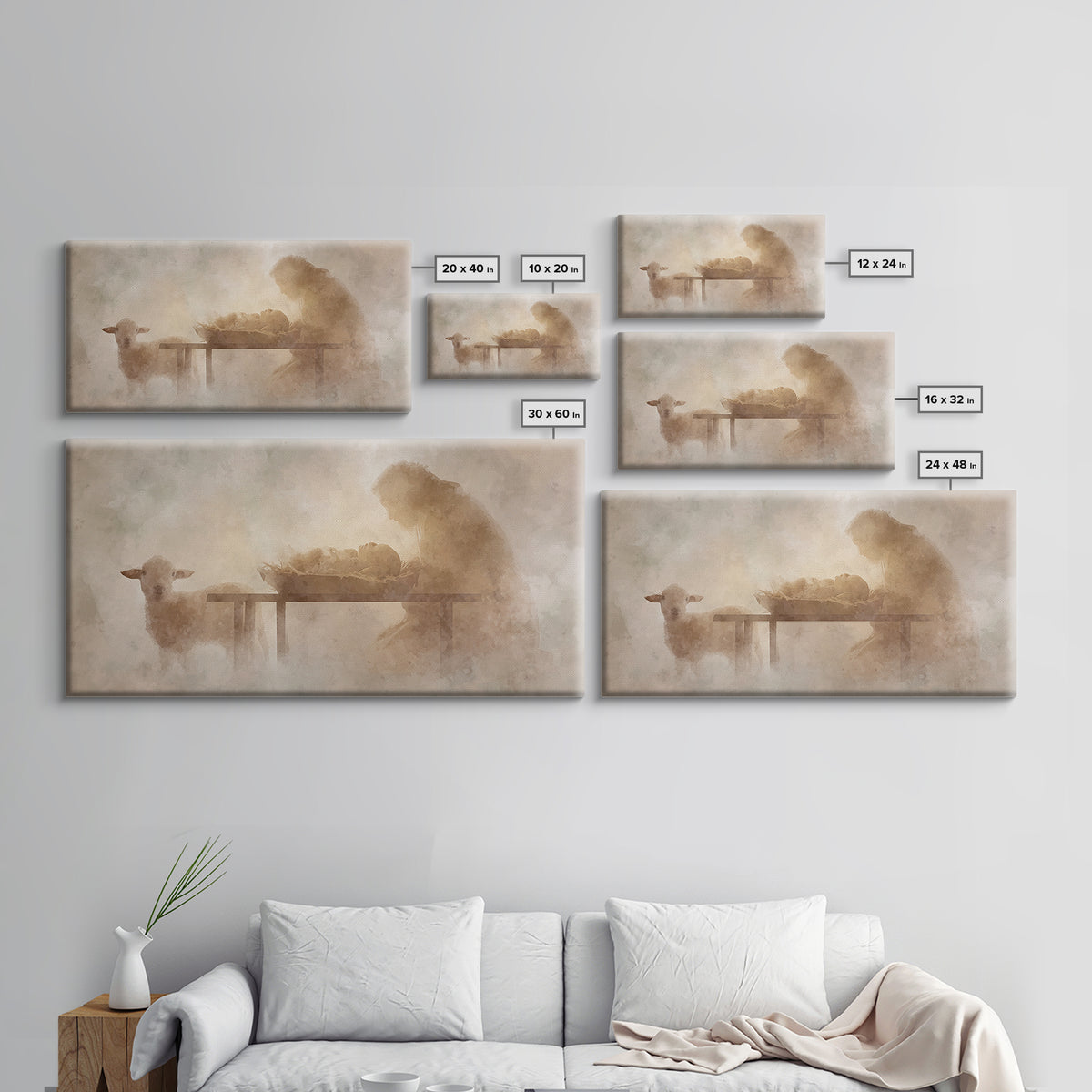 Bethlehem Soft Glow – Framed Canvas Print – Christian Wall Art – Christmas Art Prints – Jesus Christmas Art – Christian Art Gift
