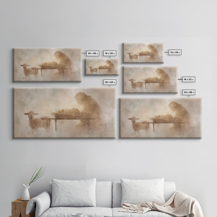 Bethlehem Soft Glow – Framed Canvas Print – Christian Wall Art – Christmas Art Prints – Jesus Christmas Art – Christian Art Gift