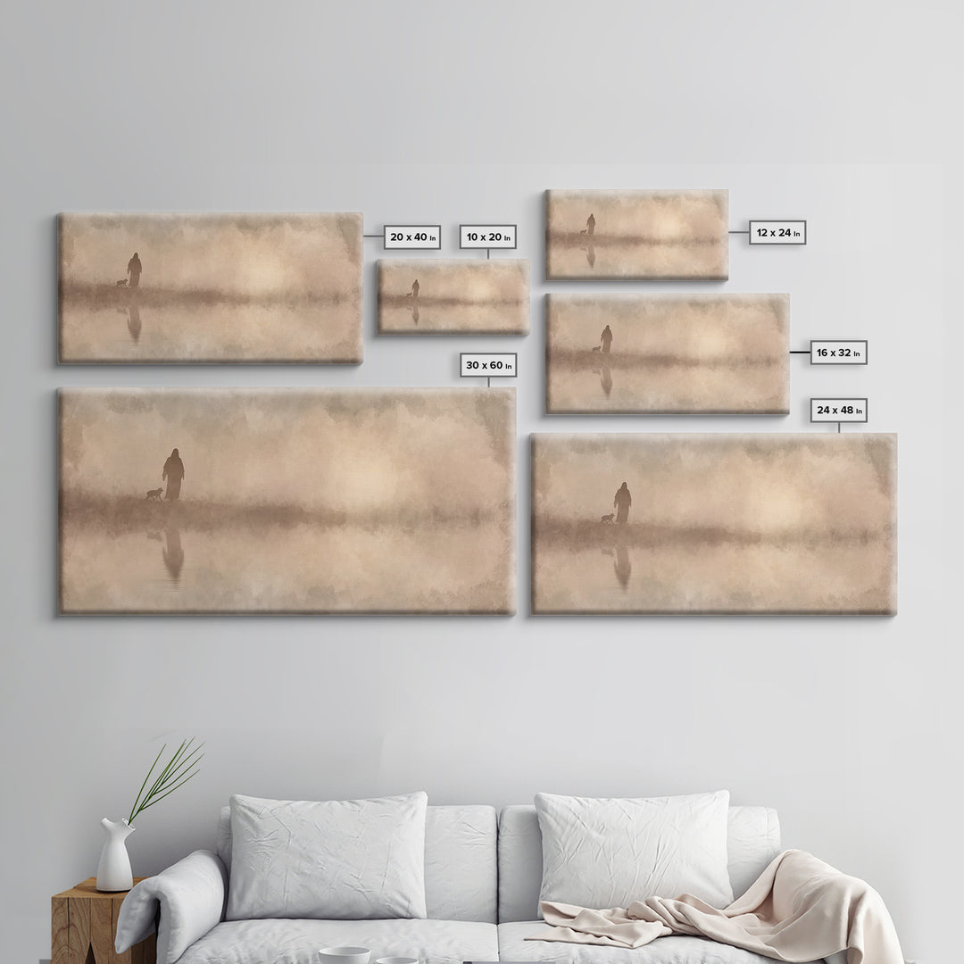 Shepherd River Walk – Framed Canvas Print – Jesus Painting – Christian Wall Art – Christian Art Canvas – Christian Decor