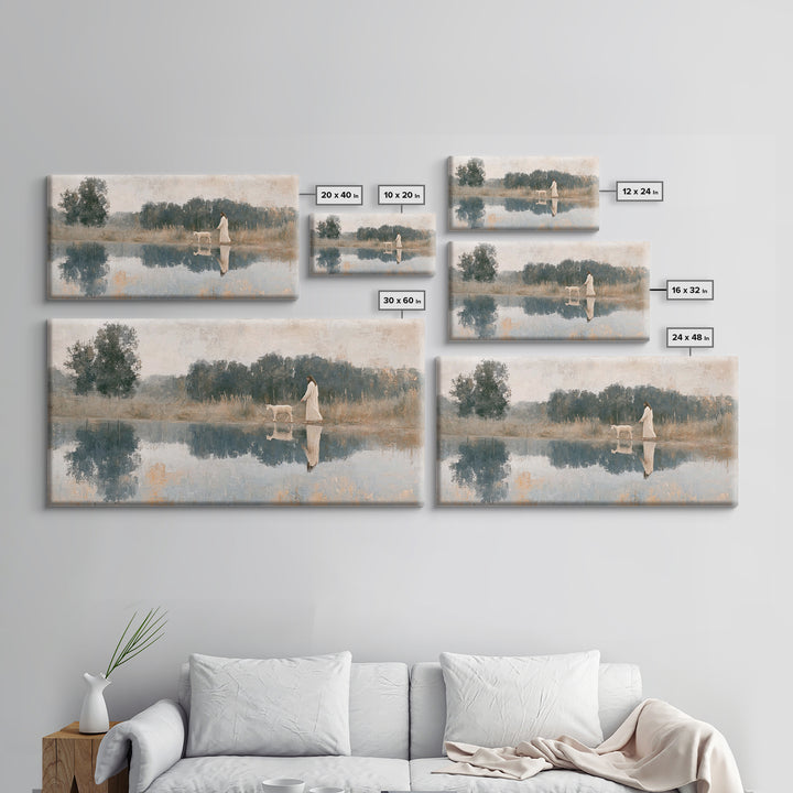 Pastoral Grace Shore – Framed Canvas Print – Christian Art Canvas – Jesus Painting – Christian Wall Art – Christian Decor