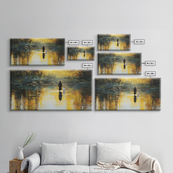 Golden Shepherd Path – Framed Canvas Print – Christian Wall Art – Jesus Painting – Christian Art Canvas – Christian Christmas Art
