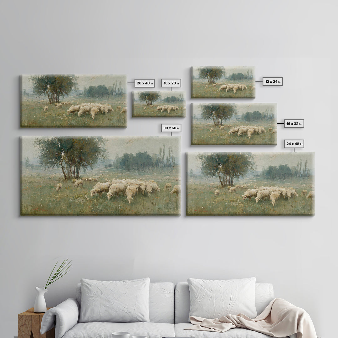 Radiant Meadow Flock, Framed Canvas Print, Christian Art, Christian Wall Art, Christian Art Canvas, Christian Paintings, Christmas Art, Chr