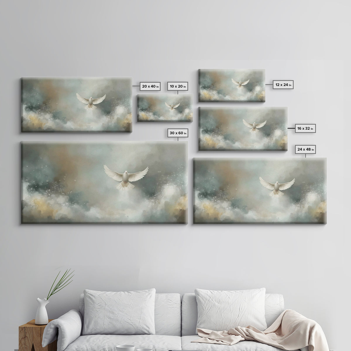 Cloudborne Peace – Framed Canvas Print – Christian Art Print – Blue Christian Art – Christian Decor For Home – Christmas Art