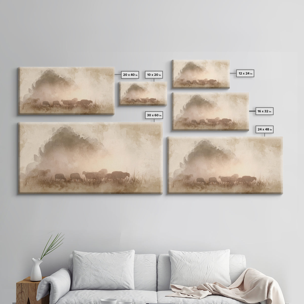 Sunlit Shepherd Fields – Framed Canvas Print – Christian Art – Christian Wall Art – Jesus Painting – Christian Christmas Art – Christian Ar