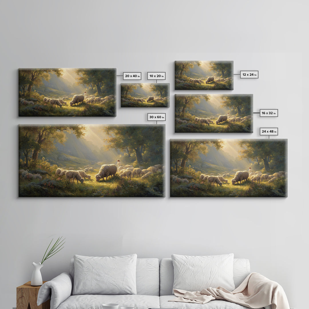 Shepherds Of Light – Framed Canvas Print – Christian Wall Art – Christian Art Canvas – Jesus Painting – Christmas Art – Christian Christmas