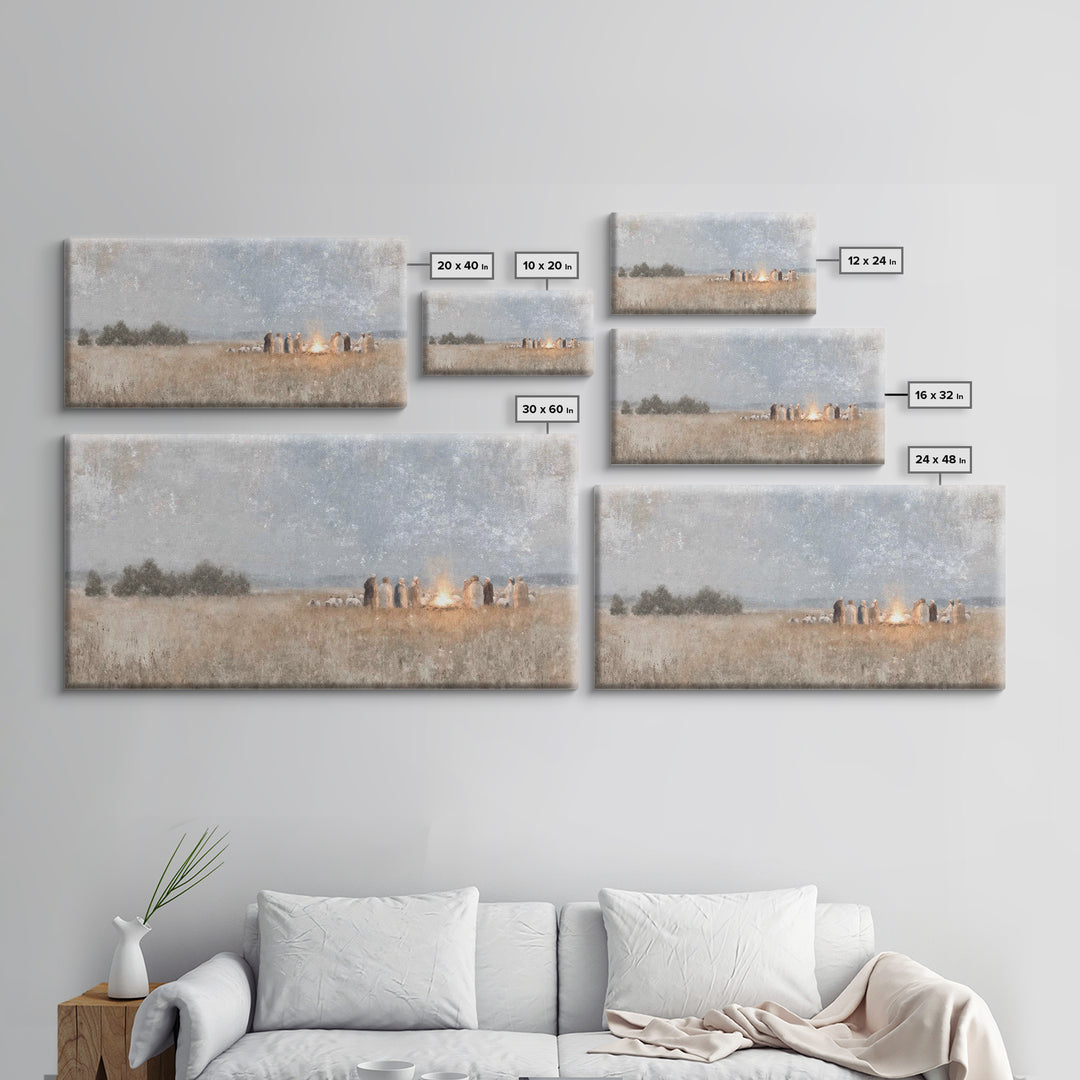 Fireside Revelation – Framed Canvas Print – Christian Art Canvas – Christian Wall Art – Jesus Painting – Christmas Art – Christian Christma