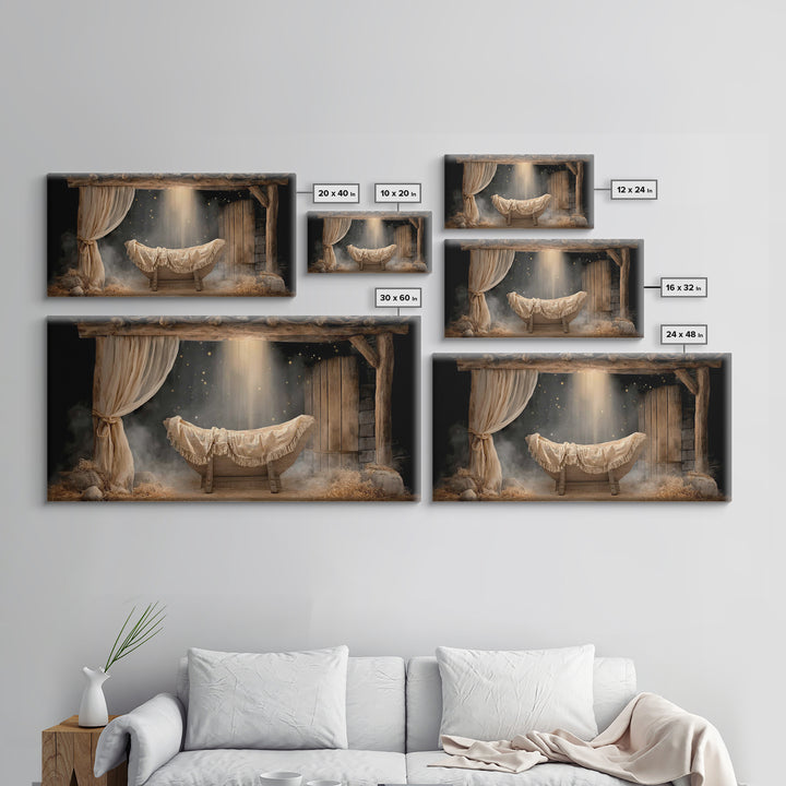 Holy Night Cradle | Framed Canvas Print | Christian Art Prints | Christmas Canvas Wall Art | Framed Christmas Art | Christian Decoration