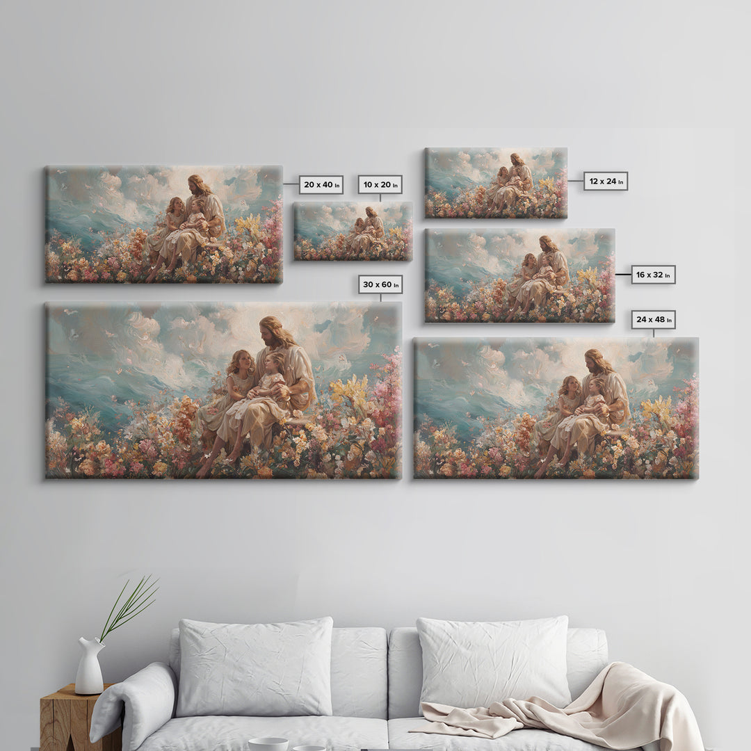 Waves Of Mercy | Framed Canvas Print | Christian Wall Art | Christian Art Canvas | Jesus Painting | Christian Decor | Modern Christian Art