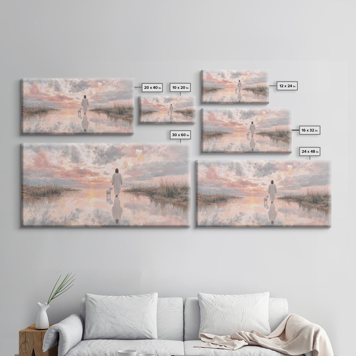 Sunset Promise, Framed Canvas Print, Christian Art Canvas, Christian Wall Art, Jesus Painting, Christian Christmas Art, Modern Christian Pa