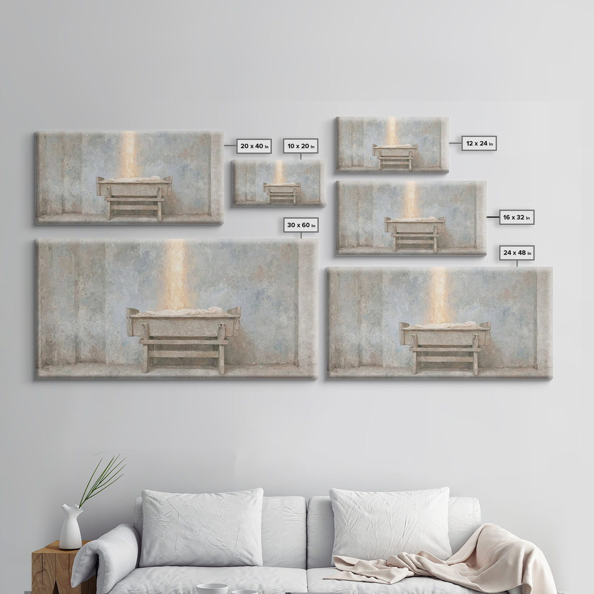 Infant Promise Glow, Framed Canvas Print, Christian Art Work, Minimalist Christian Art, Christmas Art Prints, Christian Christmas