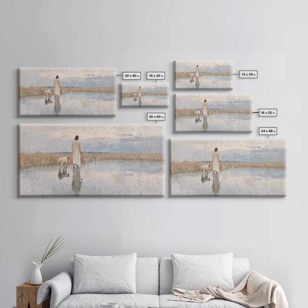 Still Waters Guide – Framed Canvas Print – Christian Art Canvas – Christian Wall Art – Jesus Painting – Abstract Christian Art – Christian