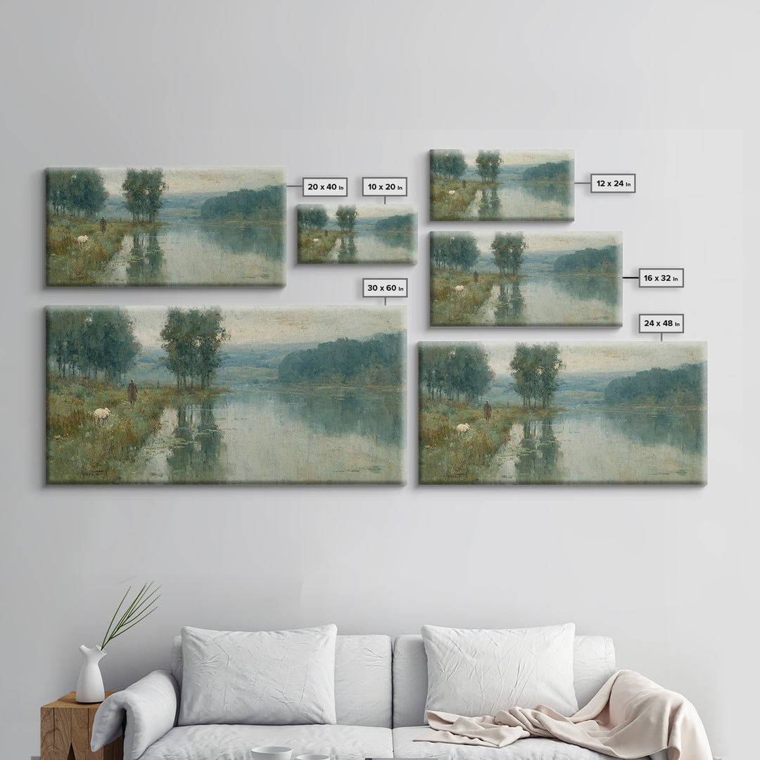 Quiet Pasture Light - Framed Canvas Print - Christian Wall Art - Christian Art Canvas - Jesus Painting - Christian Christmas Art