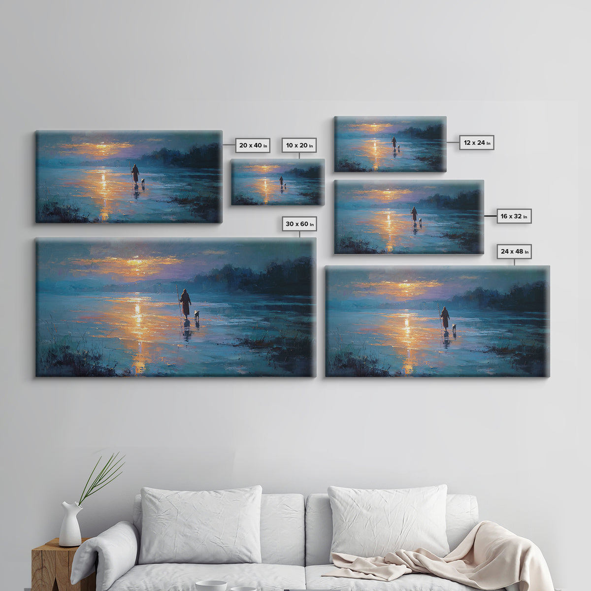 Evening Shepherd Walk - Framed Canvas Print - Christian Wall Art - Jesus Painting - Christian Christmas Art - Christian Art Canvas