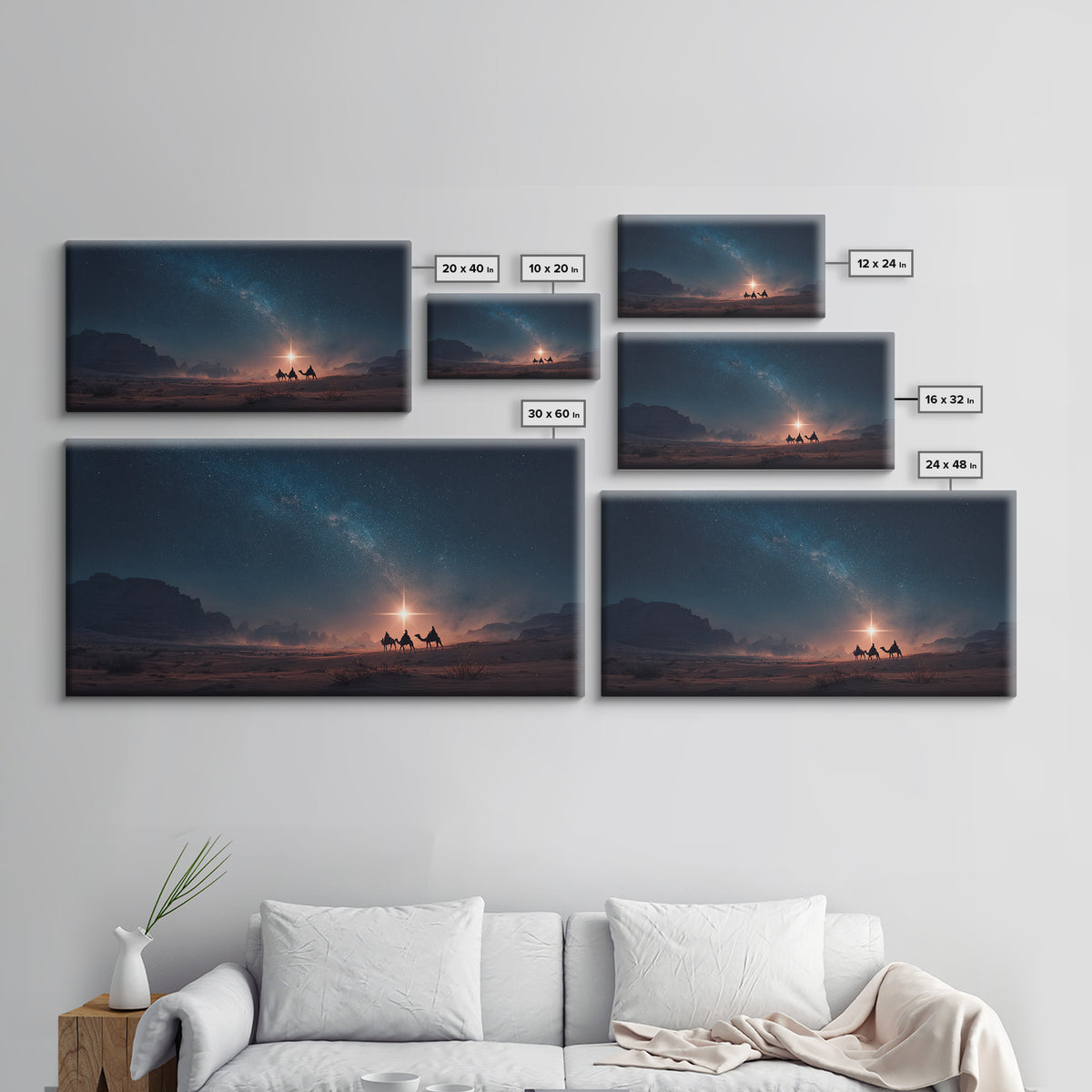 Night Star Caravan – Framed Canvas Print – Jesus Painting – Christian Wall Art – Christian Art Canvas – Christian Art Print – Christmas Art