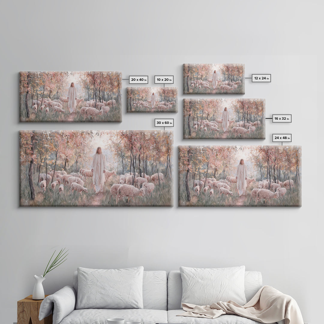 Graceful Pasture – Framed Canvas Print – Christian Art Canvas – Christian Art Print – Christian Christmas Art – Jesus Painting – Christian