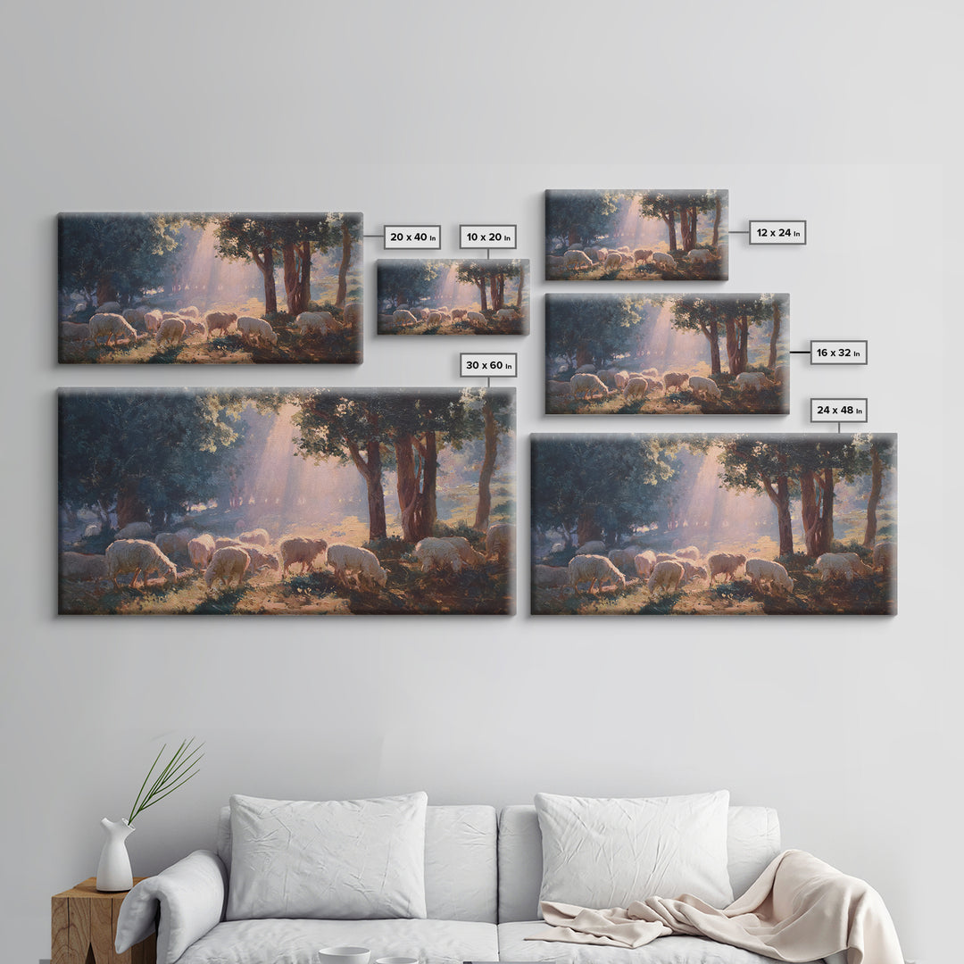 Pastoral Peace – Framed Canvas Print – Christian Art Print – Christmas Art – Christian Wall Art – Jesus Painting – Christian Art Canvas