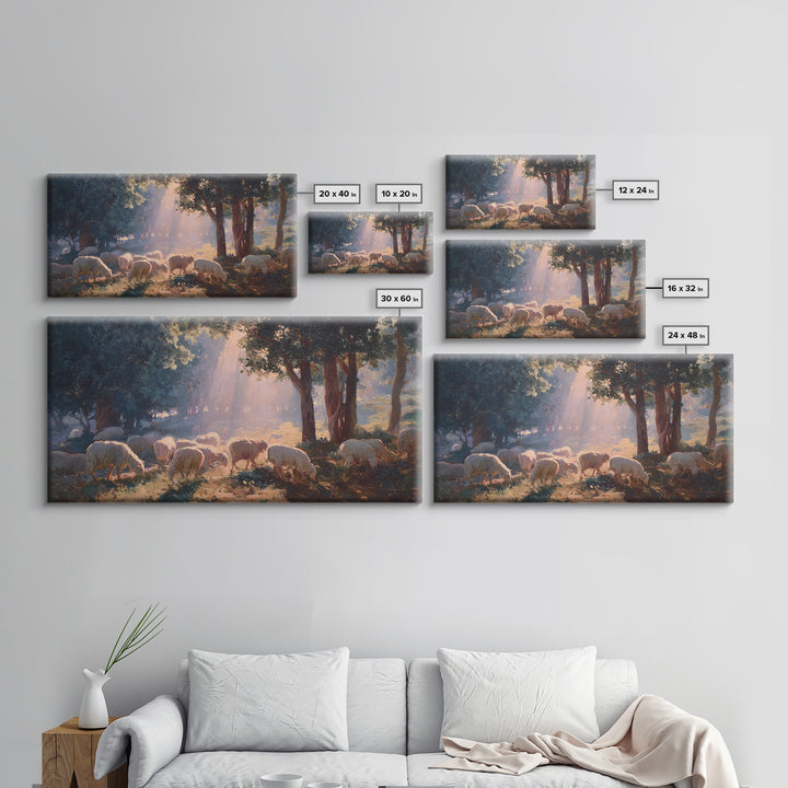 Pastoral Peace – Framed Canvas Print – Christian Art Print – Christmas Art – Christian Wall Art – Jesus Painting – Christian Art Canvas