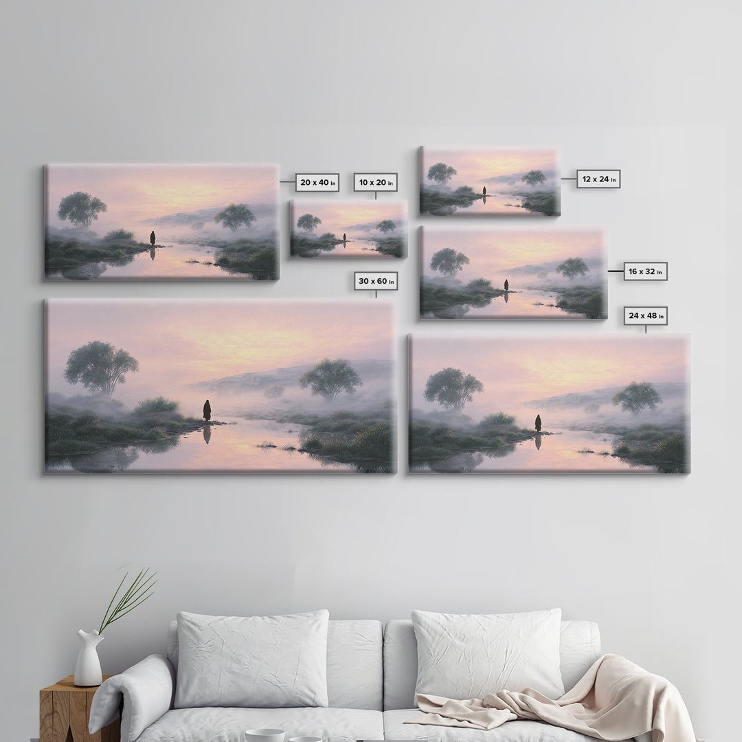 Misty Valley Peace – Framed Canvas Print – Christian Wall Art – Jesus Painting – Christian Art Canvas – Subtle Christian Art – Christian De