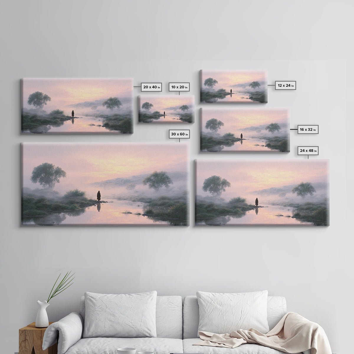 Misty Valley Peace – Framed Canvas Print – Christian Wall Art – Jesus Painting – Christian Art Canvas – Subtle Christian Art – Christian De