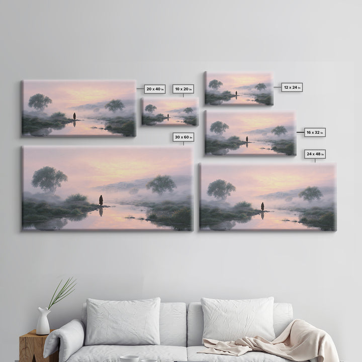 Misty Valley Peace – Framed Canvas Print – Christian Wall Art – Jesus Painting – Christian Art Canvas – Subtle Christian Art – Christian De