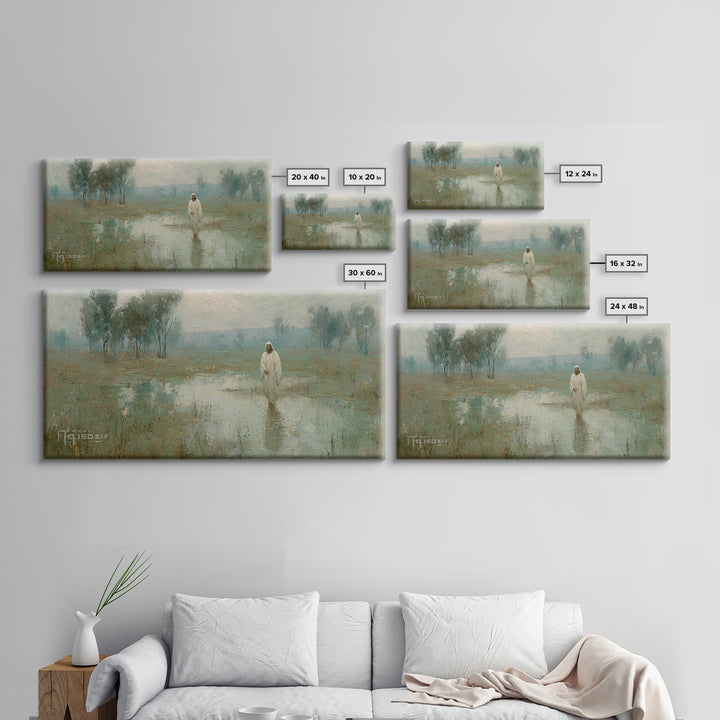 Silent Meadow Light – Framed Canvas Print – Christian Art Canvas – Jesus Painting – Christian Wall Art – Vintage Christian Painting – Chris