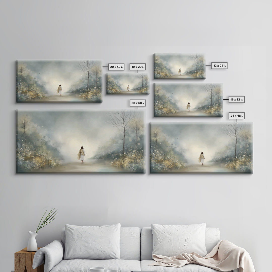 Garden Way Promise, Framed Canvas Print, Christian Wall Art, Jesus Painting, Christian Art Canvas, Modern Christian Art, Christian Gift Ide