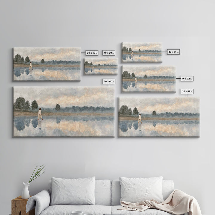 Shoreline Of Mercy – Framed Canvas Print – Jesus Painting – Christian Wall Art – Christian Art Canvas – Subtle Christian Paintings – Christ