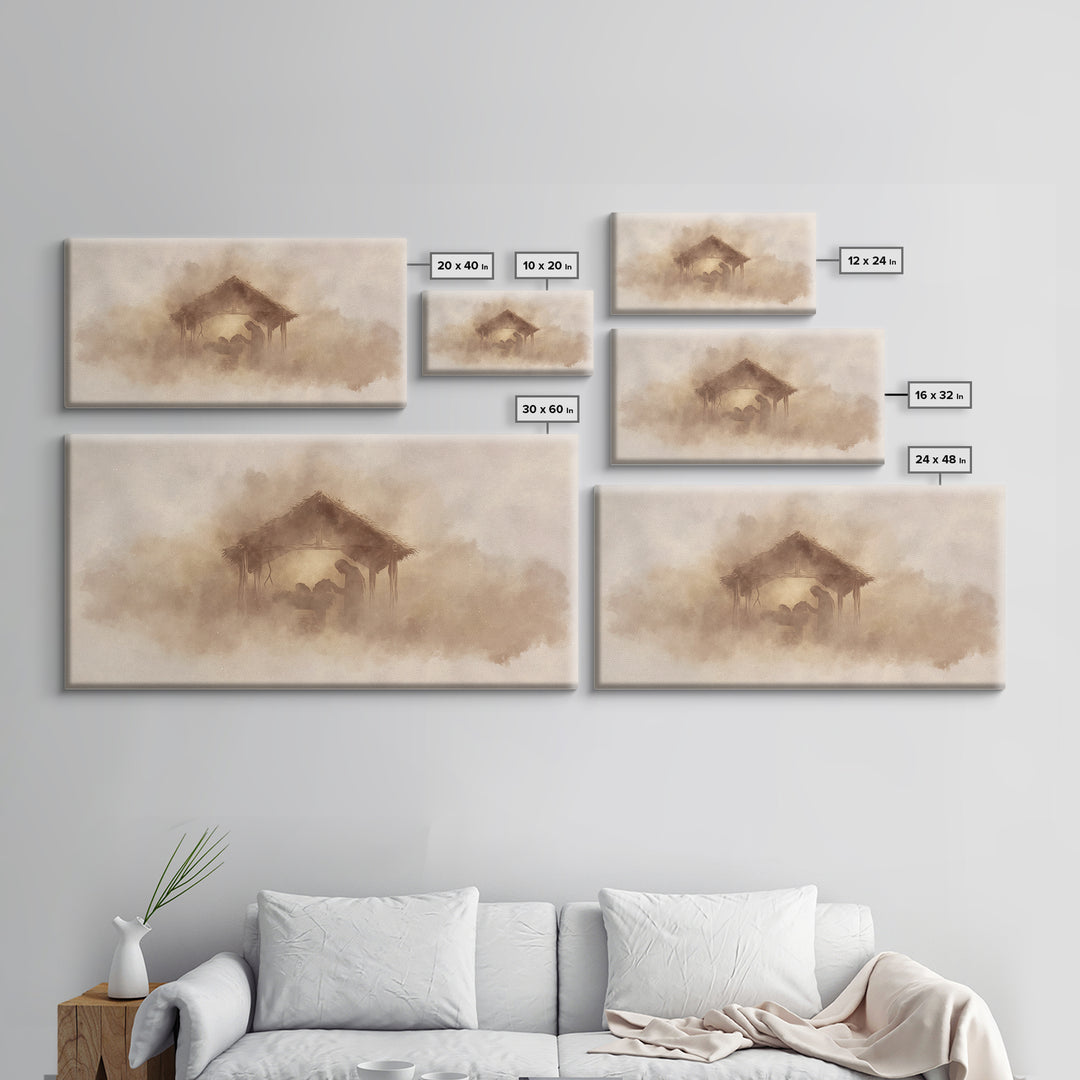 Silent Nativity – Framed Canvas Print – Christian Wall Art – Jesus Painting – Christian Christmas Art – Christmas Wall Art – Christian Deco