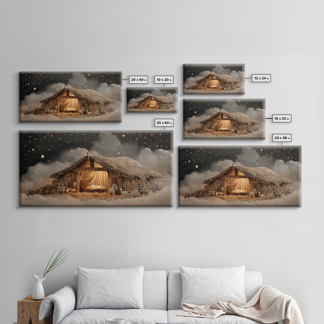 Holy Night Peace – Framed Canvas Print – Christian Art Canvas – Jesus Painting – Christmas Wall Art – Christian Christmas Art – Christian D