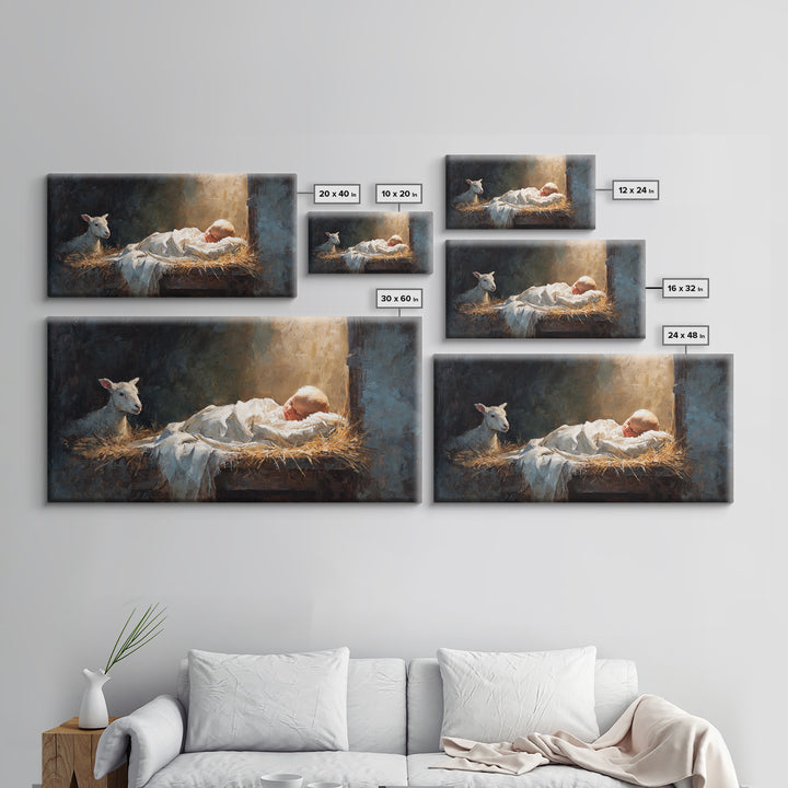 Holy Cradle Light – Framed Canvas Print – Christian Wall Art – Jesus Painting – Christian Art Canvas – Christian Christmas Art – Christian
