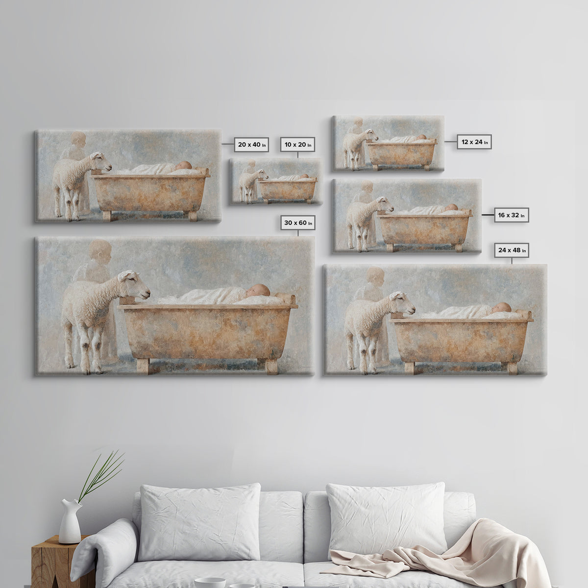 Lamb Of Peace | Framed Canvas Print | Christian Wall Art | Jesus Painting | Christian Art Canvas | Vintage Christmas Art | Christian Christ